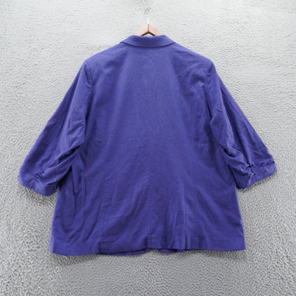 Coldwater Creek India Ink Purple 3/4 Sleeve Linen Blend Blazer Jacket 22W NEW - Picture 2 of 11
